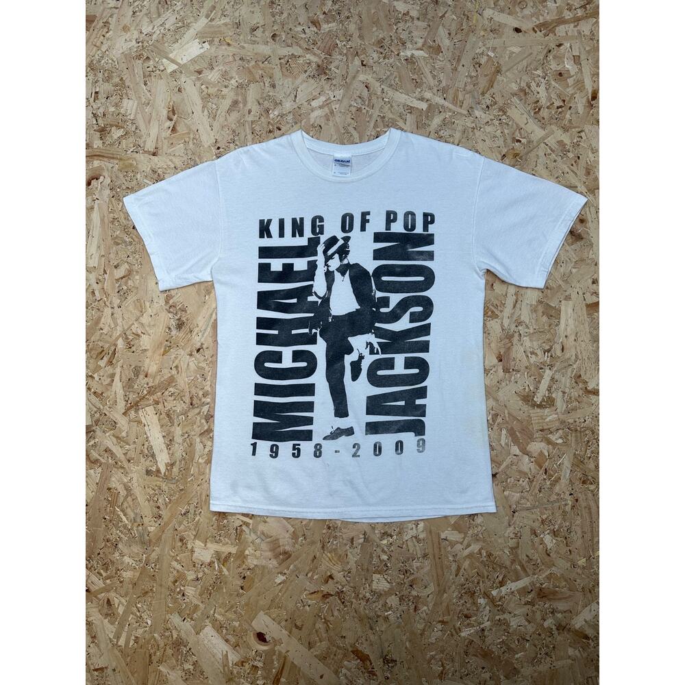 Y2K 2009 Michael Jackson King Of Pop Graphic Short Sleeve White T-shirt Sz M